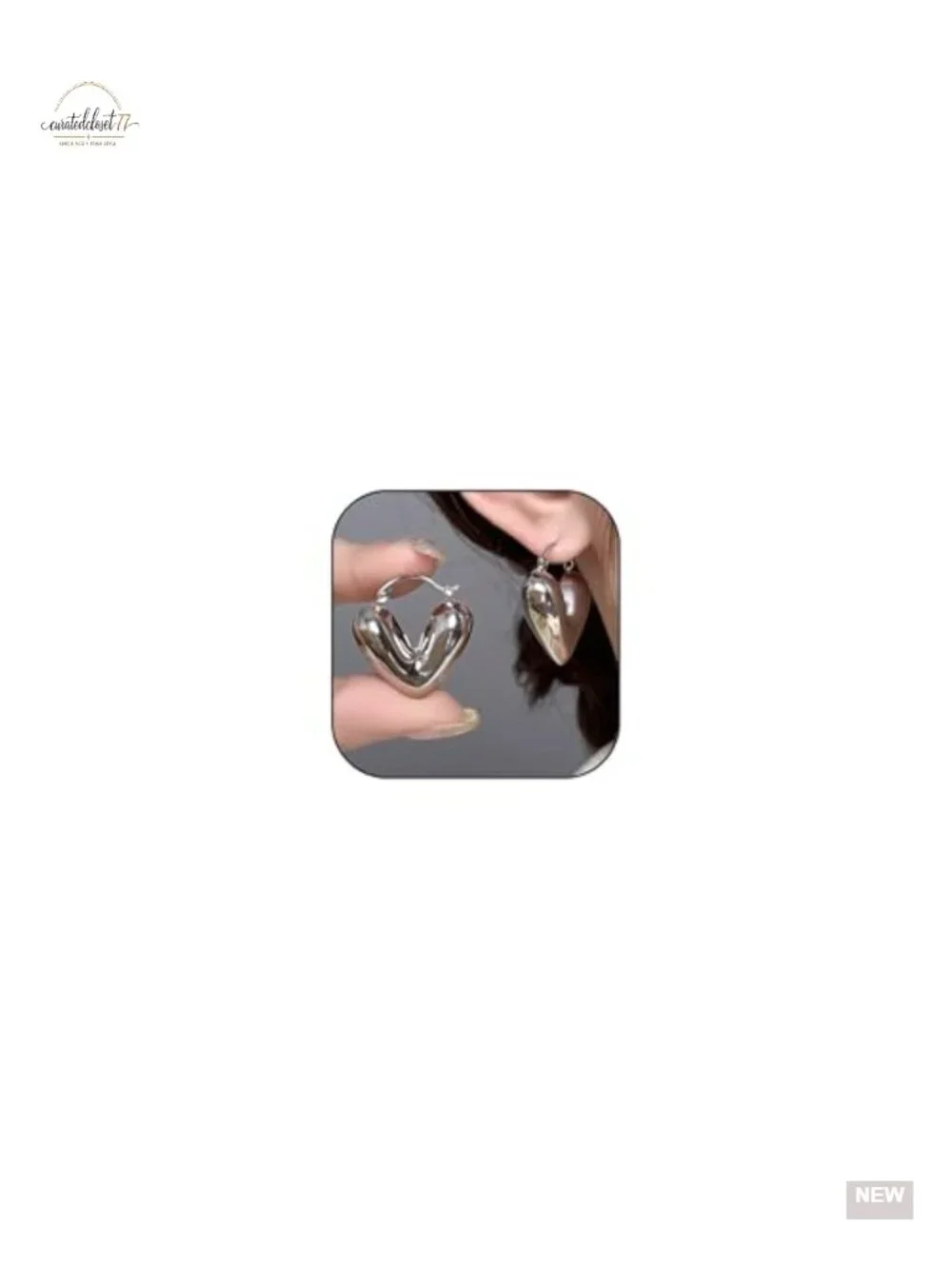 Hypoallergenic Stainless Steel Puffy Heart Hoop Earrings for Women